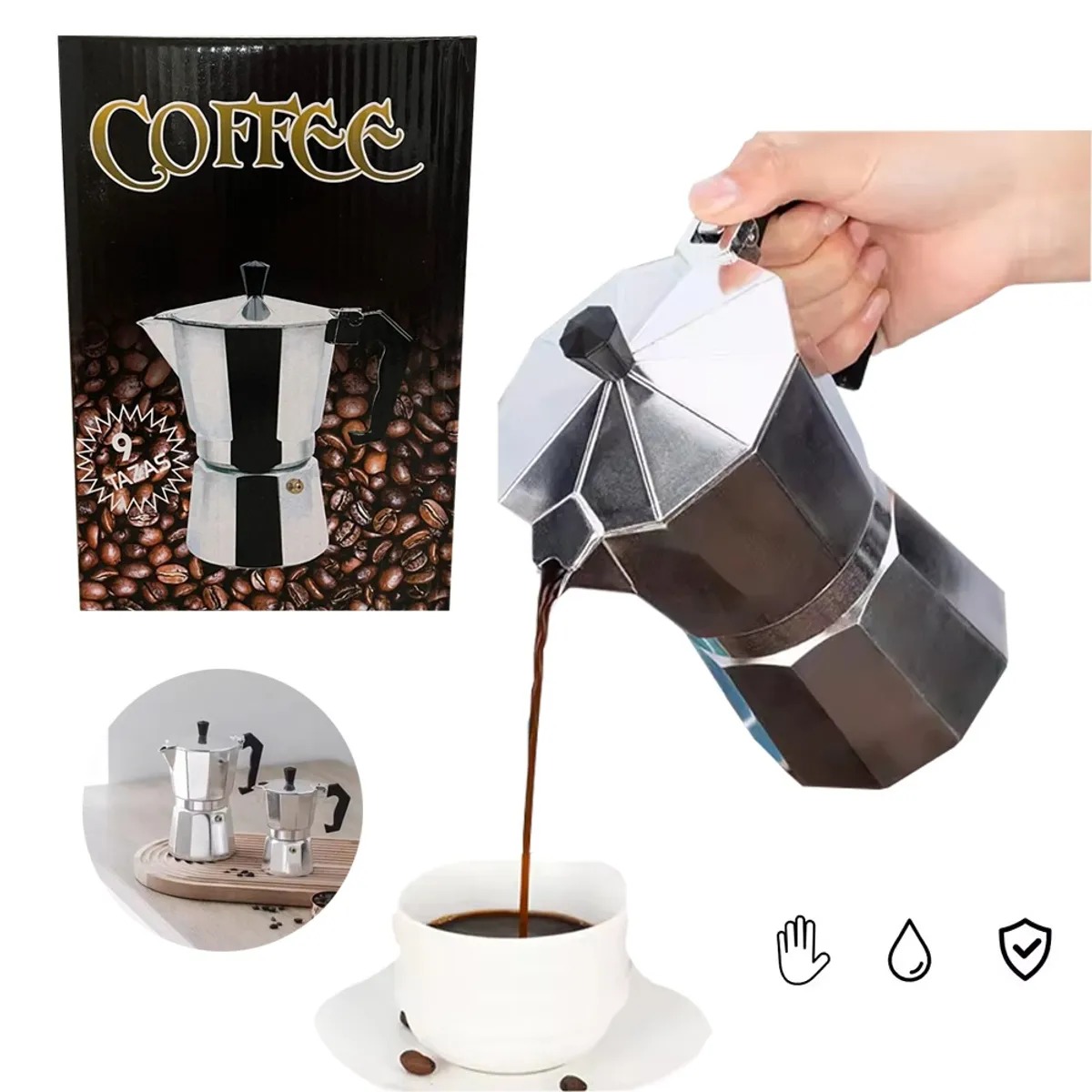 Cafetera Tipo Italiana Aluminio 9 Tazas